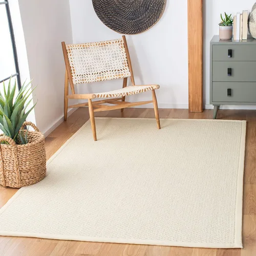 Vista 4 de SAFAVIEH Palm Beach Collection - Alfombra de pasillo, 2 x 8 pies, marfil, sisal y lana anudados a mano, ideal para zonas de alto tráfico en sala