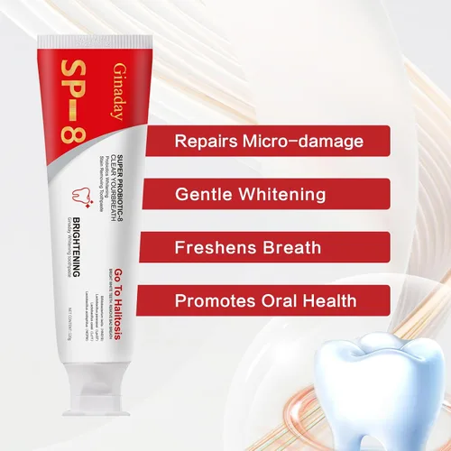 Vista 6 de 2 piezas de pasta de dientes probiótica SP-8, cuidado de limpieza profunda, aliento fresco con microbiota oral probiótico.
