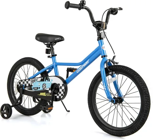Vista 11 de COSTWAY Bicicleta para niños de 12/14/16/18 pulgadas, bicicleta de entrenamiento para niños y niñas con ruedas de entrenamiento extraíbles