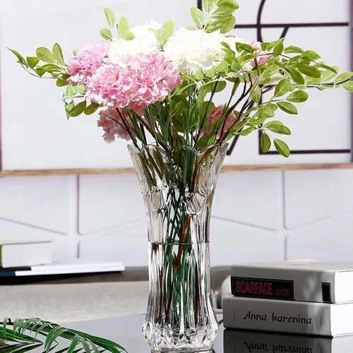 Vista 8 de Dicunoy Juego de 2 jarrones de flores de cristal, jarrones grandes de 9.5 pulgadas para centros de mesa, modernos jarrones acampanados de cristal