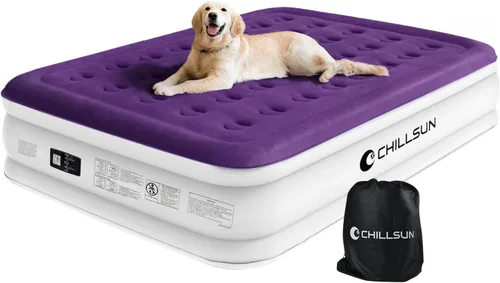Vista 12 de CHILLSUN Colchón de aire doble con bomba incorporada, cama inflable