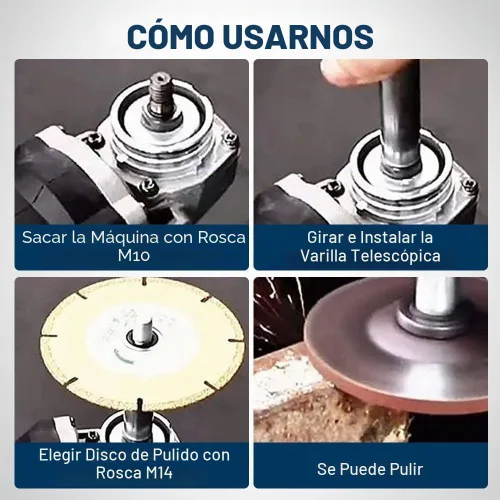 Vista 6 de Varilla de extensión para amoladora angular, palanca adaptadora de máquina pulidora de roscas M10, extensión de amoladora angular
