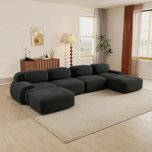 Vista 42 de Sofás seccional modular de 80" sin huesos modernos para sala de estar, juego de sofás comprimidos de 2 plazas con asiento profundo, sin necesidad