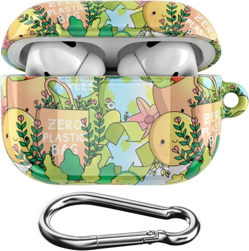 Vista 10 de Funda compatible con Airpods Pro Airpods 1, 2, 3 generación, sostenible, de cuerpo completo, diseño ecológico, funda de plástico con llavero Go