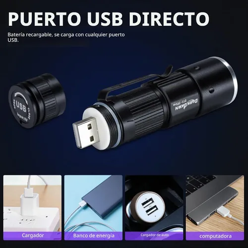 Vista 4 de DARKDAWN Lámpara ultravioleta de madera de Blacklight de las linternas D15-UV 395nm 1-Pack
