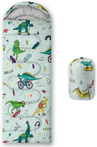 Vista 18 de Saco de dormir para adultos y niños, saco de dormir para mochileros, camping, para niñas, niños, ligero, impermeable, para clima frío y cálido, saco