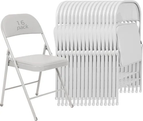 Vista 11 de Juego de 4 Sillas Plegables Tapizadas en Negro - Cómodas Sillas Apilables Portátiles para Interior y Exterior, Eventos, Fiestas, Oficina, Boda Negro