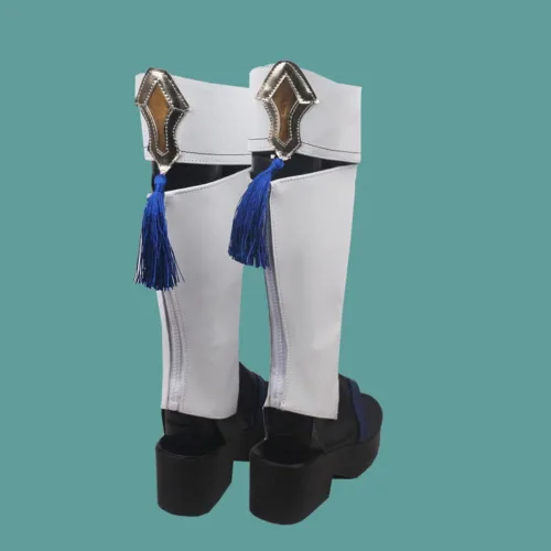 Vista 4 de COSGOGO Game Genshin Impact Wanderer - Zapatos de cosplay para Halloween, carnaval, fiesta, zapatos de scaramouche para mujer