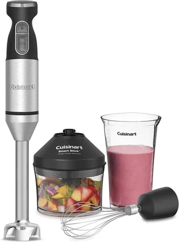 Vista 5 de Cuisinart - Batidora de mano inteligente con cable de dos velocidades, potente batidora de inmersión con motor de 300 W, batidos, batidos, puré Rojo