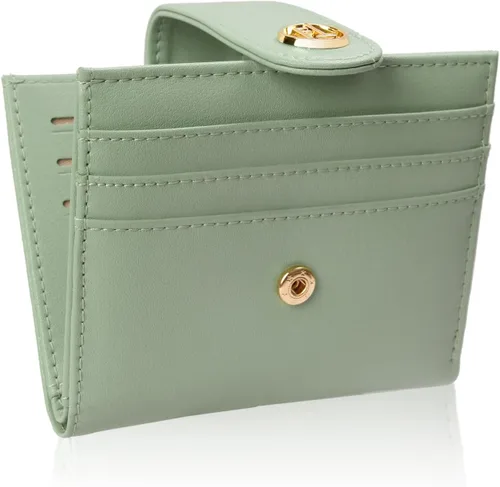 Vista 18 de FUNTOR - Carteras pequeñas para mujer, soporte delgado y plegable para tarjetas de crédito con bolsillo para monedas con cremallera, A: Negro