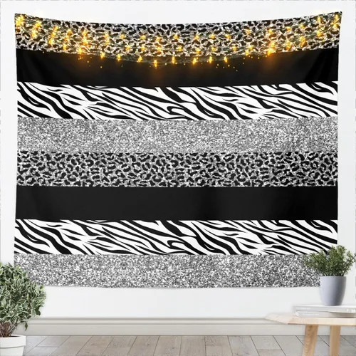 Vista 20 de Leopard Print Tapestry,Cheetah Zebra Skin Rustic Farmhouse Wall Tapestries,Girls Women Room Decor,Geometric Stripes Patchwork Chic Wall Leopard 10