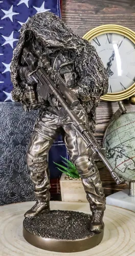 Vista 7 de Ebros Gift Operaciones Especiales Tirador Militar Marino en Traje de Camuflaje Tirador Táctico Estatua de Francotirador Estatua de Unidad
