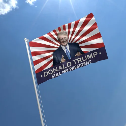 Vista 3 de Bandera de Donald Trump Still My President USA MAGA Partido Republicano de 3 x 5 pies, color vivo, ojales de latón con doble costura