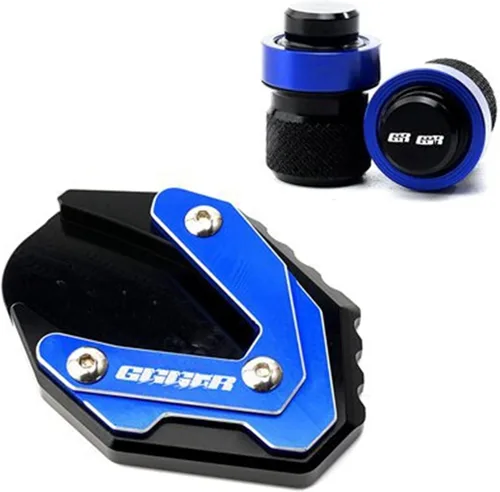 Vista 9 de Moto Kickstand Soporte lateral ampliar placa de almohadilla y tapas de aire de válvula de neumático para Suzuki para GIXXER 250 SF para GIXXER 150