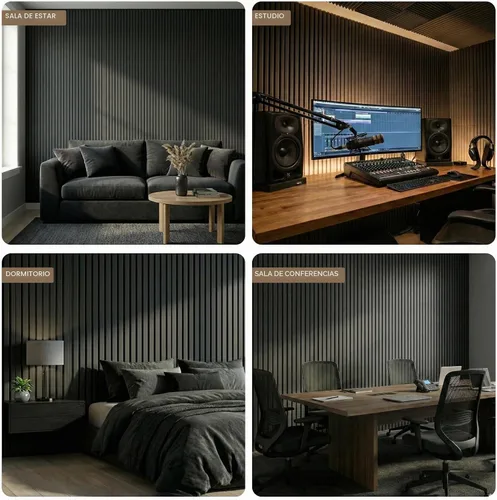 Vista 9 de Paquete de 10 paneles acústicos grandes de 48 x 24 x 0.38 pulgadas, paneles de pared autoadhesivos para amortiguar el sonido, paneles de pared Negro