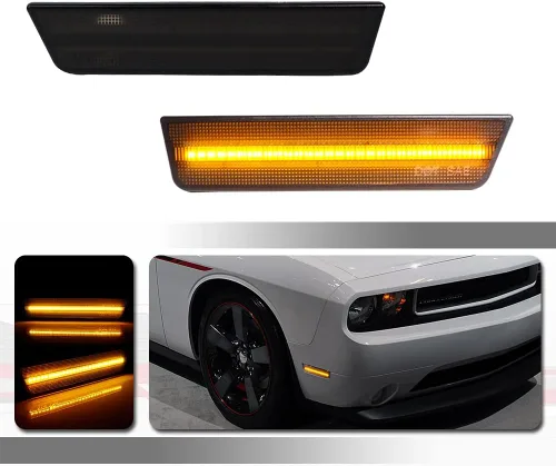 Vista 9 de juego completo de luces led amber transparentes compatibles con 2008 2009 2010 2011 2012 2013 2014 Dodge Challenger R/T Classic Rallye Redline SRT8