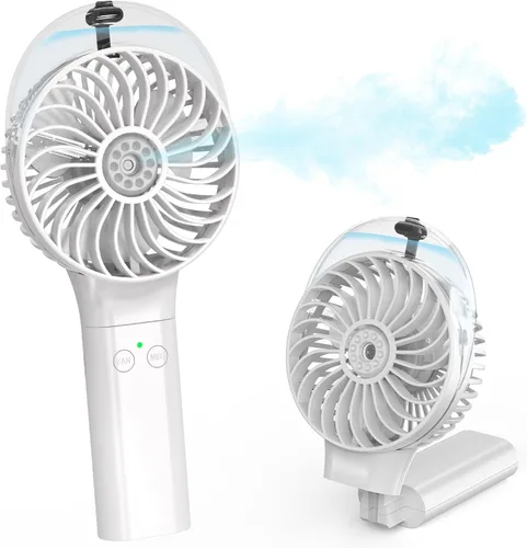 Vista 9 de COMLIFE Ventilador de nebulización portátil de mano, funciona con batería recargable de 3000 mAh, plegable de 180°, mini ventilador personal