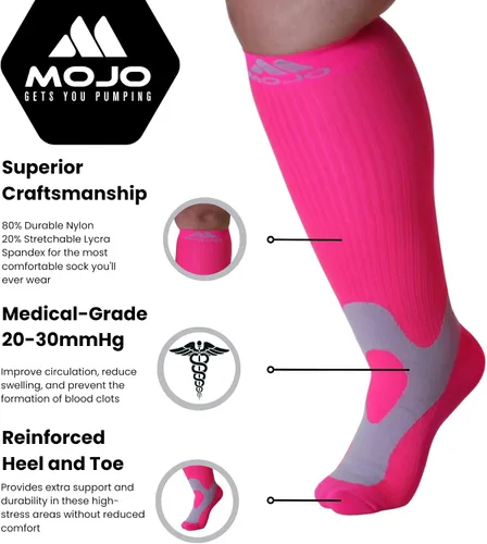 Vista 3 de Mojo Compression Socks - Calcetines de recuperación y rendimiento para deportes Coolmax, calcetines de compresión para triatletas, unisex