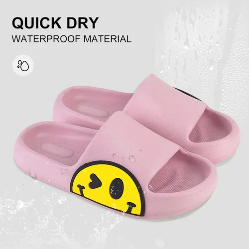 Vista 3 de Bevaney Smiley Face Slides for Women Open Toe Non Slip Quick Dry Women Slides Pillow Slippers Sandals for Women Shower Shoes Indoor Outdoor, Unisex