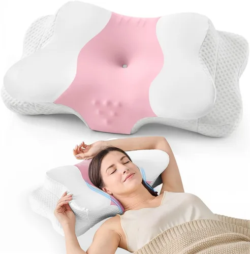Vista 11 de DISSA Almohada cervical cervical para dormir de lado, almohada ergonómica de espuma viscoelástica con soporte ortopédico ajustable para el cuello