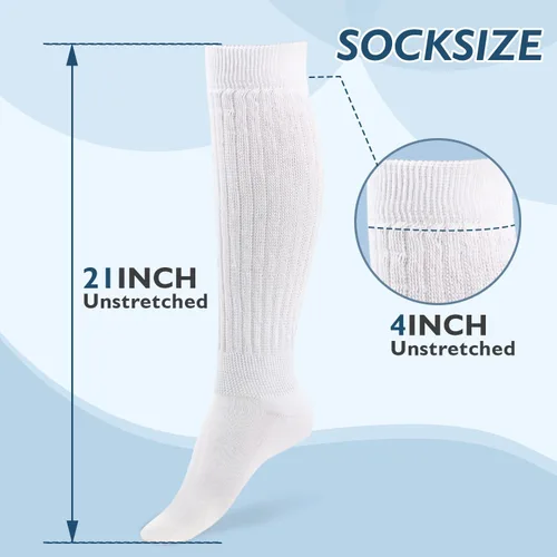 Vista 4 de Buauty Calcetines holgados para mujer, suaves, extra largos, hasta la rodilla, para otoño e invierno, de punto, holgados, hasta el muslo, calcetines