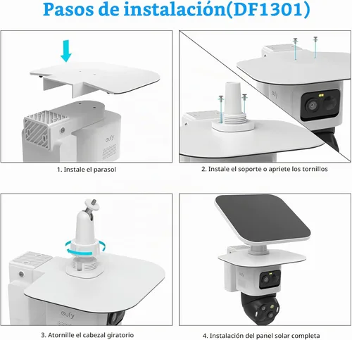 Vista 6 de Cubierta protectora para sombra de lluvia solar compatible con cámara eufy Security eufyCam S4 (blanco)
