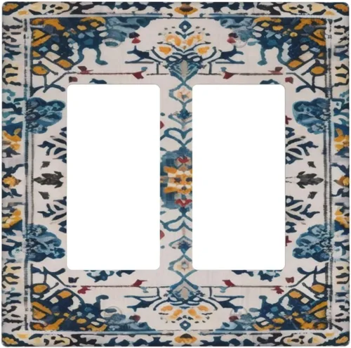 Vista 104 de William Morris Floral Boho Azul Medianoche Azul Bohemio Flor 1 Banda Dúplex Cubierta de Salida Decorativa Receptáculo Único Interruptor Eléctrico