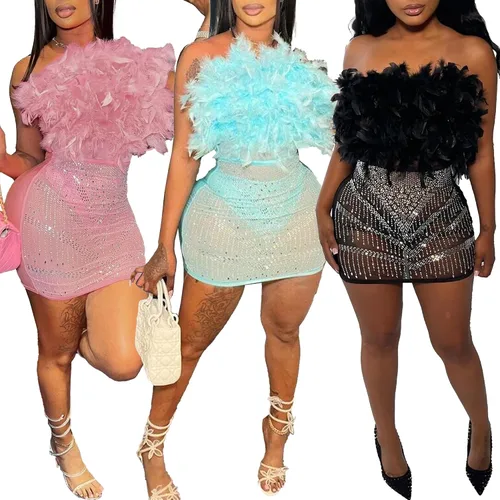 Vista 3 de Jigfar Vestido sexy con lentejuelas brillantes y diamantes de imitación para mujer, para fiesta de cumpleaños, club, noche, vestidos de noche
