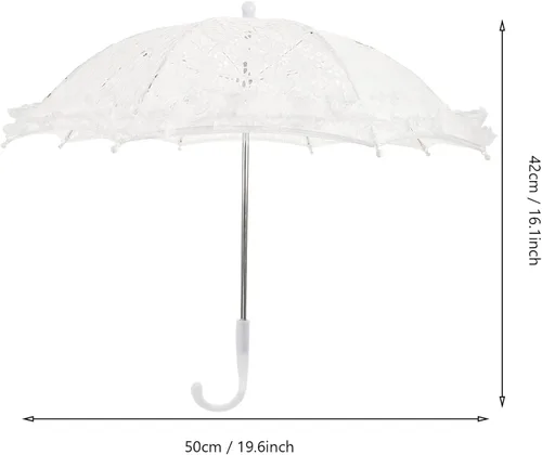 Vista 2 de Toddmomy Sombrilla de encaje con diseño floral blanco, sombrilla vintage de boda, sombrilla de novia, accesorios de escena de fotografía para baby