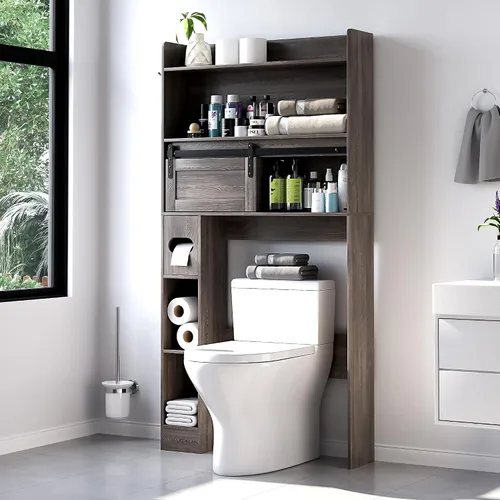 Vista 8 de NUNU LAB Gabinete de almacenamiento sobre el inodoro, sobre gabinetes de inodoro, gabinete de almacenamiento de baño, gabinete de almacenamiento WD