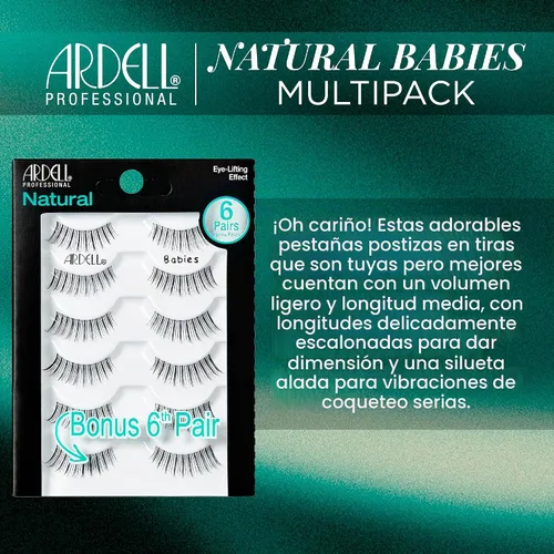 Vista 3 de Ardell Pestañas postizas naturales para bebés, color negro, ligeras, cortas y reutilizables, paquete de 1