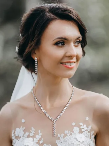 Vista 2 de SWEETV Juego de joyas de araña para mujer, para boda, marquesa con circonita cúbica, juego de aretes para fiesta, graduación, joyería de boda