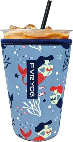 Vista 46 de Fundas de neopreno reutilizables aisladas para café helado, fundas para tazas de café helado, fundas para bebidas heladas y calientes