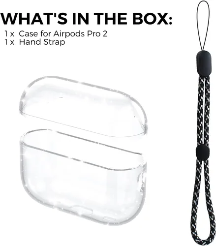 Vista 7 de AHASTYLE Funda transparente para Airpods Pro 2 TPU [LED frontal visible] [con cuerda de mano] compatible con AirPods Pro 2 2022