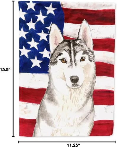 Vista 7 de Caroline's Treasures CK1713GF Bandera patriótica de Estados Unidos Siberiano Husky para buzón, bandera decorativa para patio exterior, patio, obras