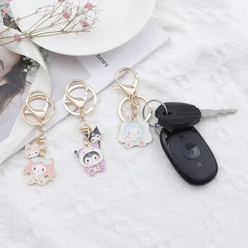 Vista 3 de G-Ahora 6 llaveros kawaii de gatito y gato, accesorios de gatito, joyería de gatito, llavero de regalo para niñas y mujeres (KR kitty), Rosado