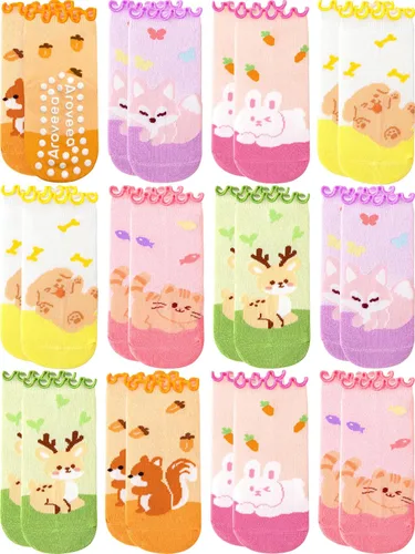 Vista 17 de Calcetines para niñas pequeñas, paquete de 12 calcetines de algodón para bright rainbow