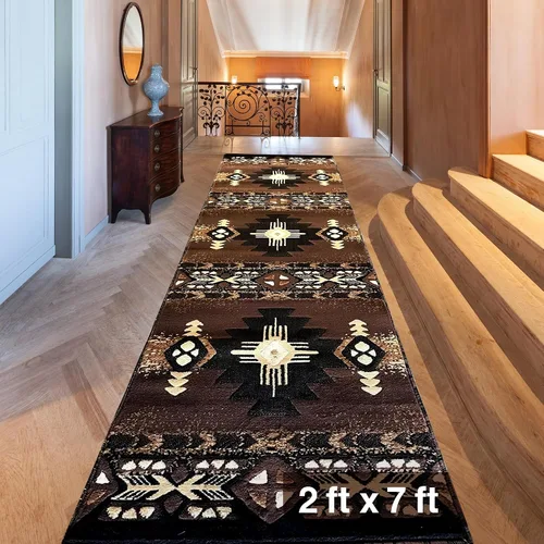 Vista 91 de YHSF South West - alfombra estilo nativo americano del suroeste C318 - fácil de limpiar, gruesa, suave, duradera, alfombra inspirada en tribus