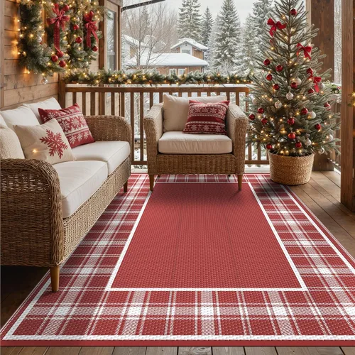 Vista 18 de GENIMO Alfombra de Exterior 5'x8' Impermeable para Patio, Alfombra de Paja de Plástico Reversible para Exteriores, Alfombras de Camping para Negro