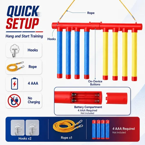 Vista 5 de Reflex Drop Sticks Challenge, herramienta de entrenamiento de reacción de palos caídos, palos de captura de velocidad ajustable para coordinación