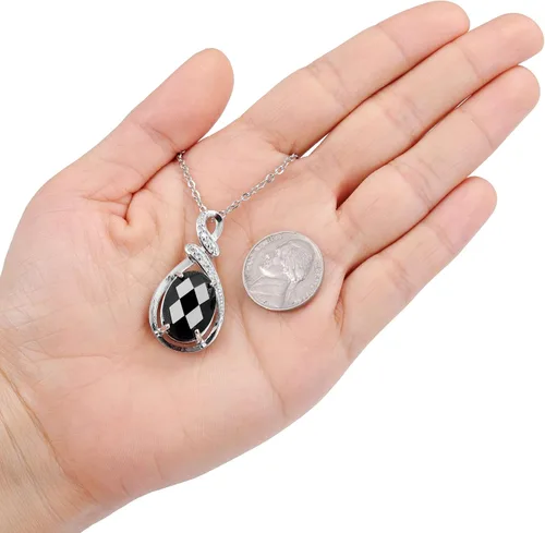 Vista 5 de Top Plaza Collar de piedra de cristal curativo con colgante de piedra preciosa natural con circonita cúbica para mujer, joyería para mamá, novia