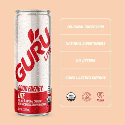 Vista 2 de Guru Energy Drink Lite Bebida Energética - 12 oz