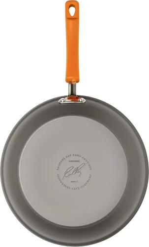 Vista 6 de Rachael Ray Brights - Sartén antiadherente anodizada dura, sartén anodizada dura, 8.5 pulgadas, gris con asas naranjas