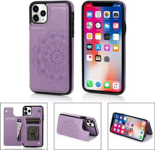 Vista 3 de Asuwish Funda compatible con iPhone 11 de 6.1 pulgadas y protector de pantalla de vidrio templado, funda para tarjetero, ranura para teléfono