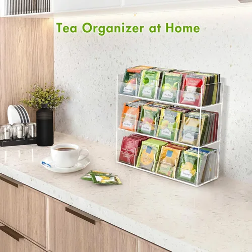 Vista 4 de BEYGORM Organizador de Bolsitas de Té de Acrílico para 216 Paquetes de Té, Sin Ensamblaje Requerido, Soporte de Exhibición para Encimera