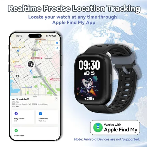 Vista 3 de Reloj de seguimiento de fitness, no requiere aplicación/teléfono, podómetro, relojes compatibles con Apple Find My, frecuencia cardíaca, monitor
