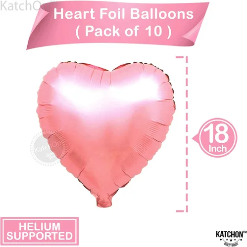 Vista 4 de KatchOn, Globos de corazón rosa claro, enormes, paquete de 18 Decoración de globos de labios rojos, decoración de San Valentín Globo de papel