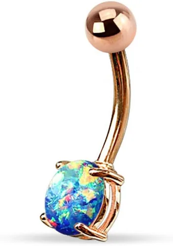 Vista 2 de FIFTH CUE Juego de puntas con purpurina de ópalo de 14G, oro rosa, IP sobre acero quirúrgico 316L, anillo para ombligo
