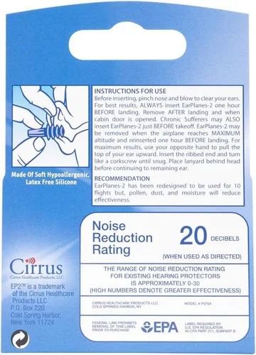 Vista 2 de Tapones de oído Earplanes® VALUE PACK, original, para adultos, 11236, 1 par, Azul, 1
