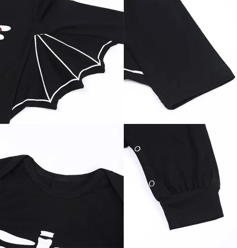 Vista 6 de Disfraz de Halloween para bebé niño, traje de murciélago esculpido de manga larga
